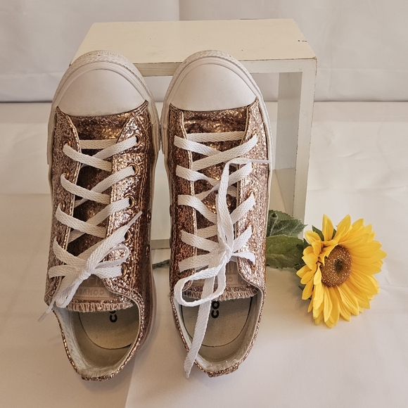 Converse Glitter Chuck Taylor All Star Junior. Dust Pink Glitter Size 2. - Picture 3 of 16